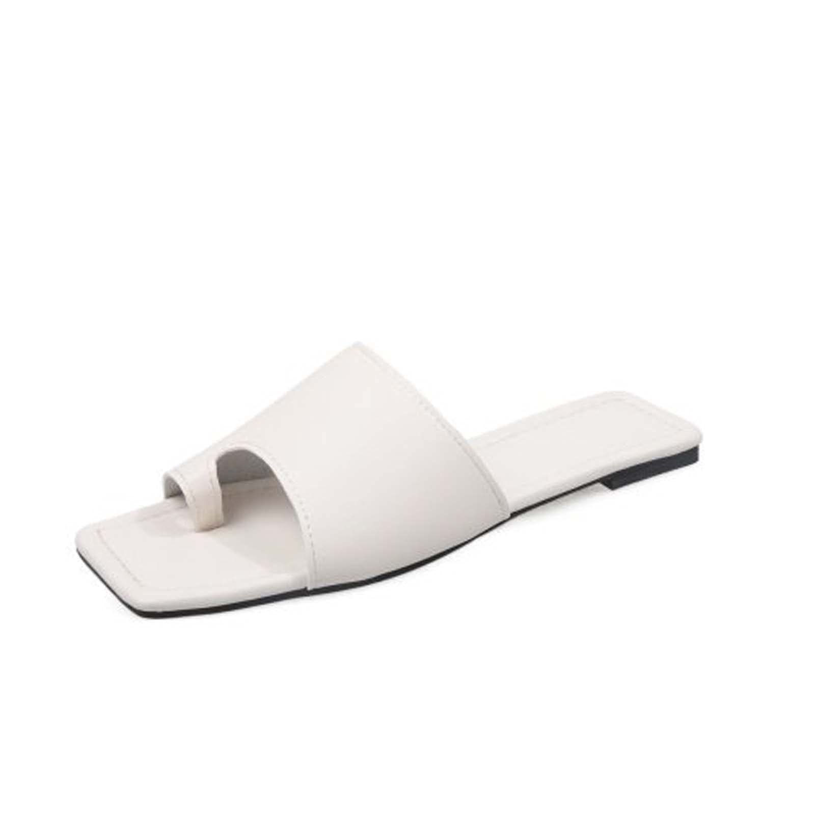 Women's Lightweight Summer Flats Slides - Comfortable Toe Ring Casual Slippers for Walking, Beach, Pool & Home Use