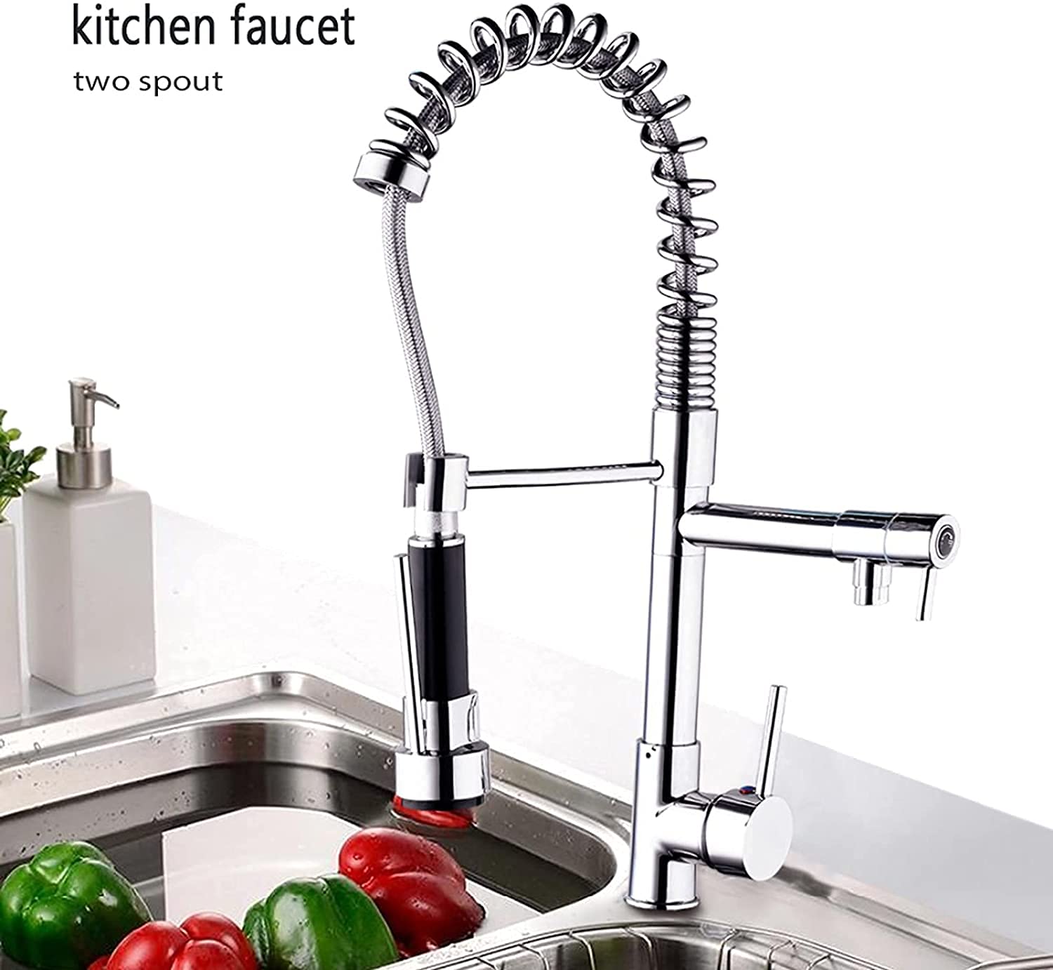 360° Rotating Brass Kitchen Faucet with 2 Spray Modes - Black Sink Mixer Tap for Modern Kitchens | Perfect for Washing Dishes, Filling Pots & Cleaning Vegetables