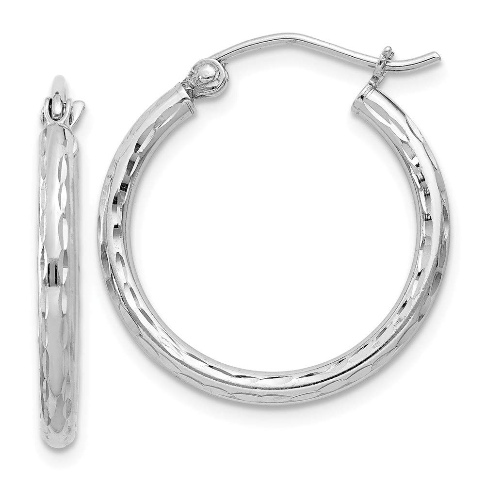 Sterling Silver Rhodium-Plated 2.00mm Shiny-Cut Hoop Earrings for Women | Hypoallergenic Dangle Ear Jewelry | Perfect for Parties, Weddings & Everyday Wear (QE3531)