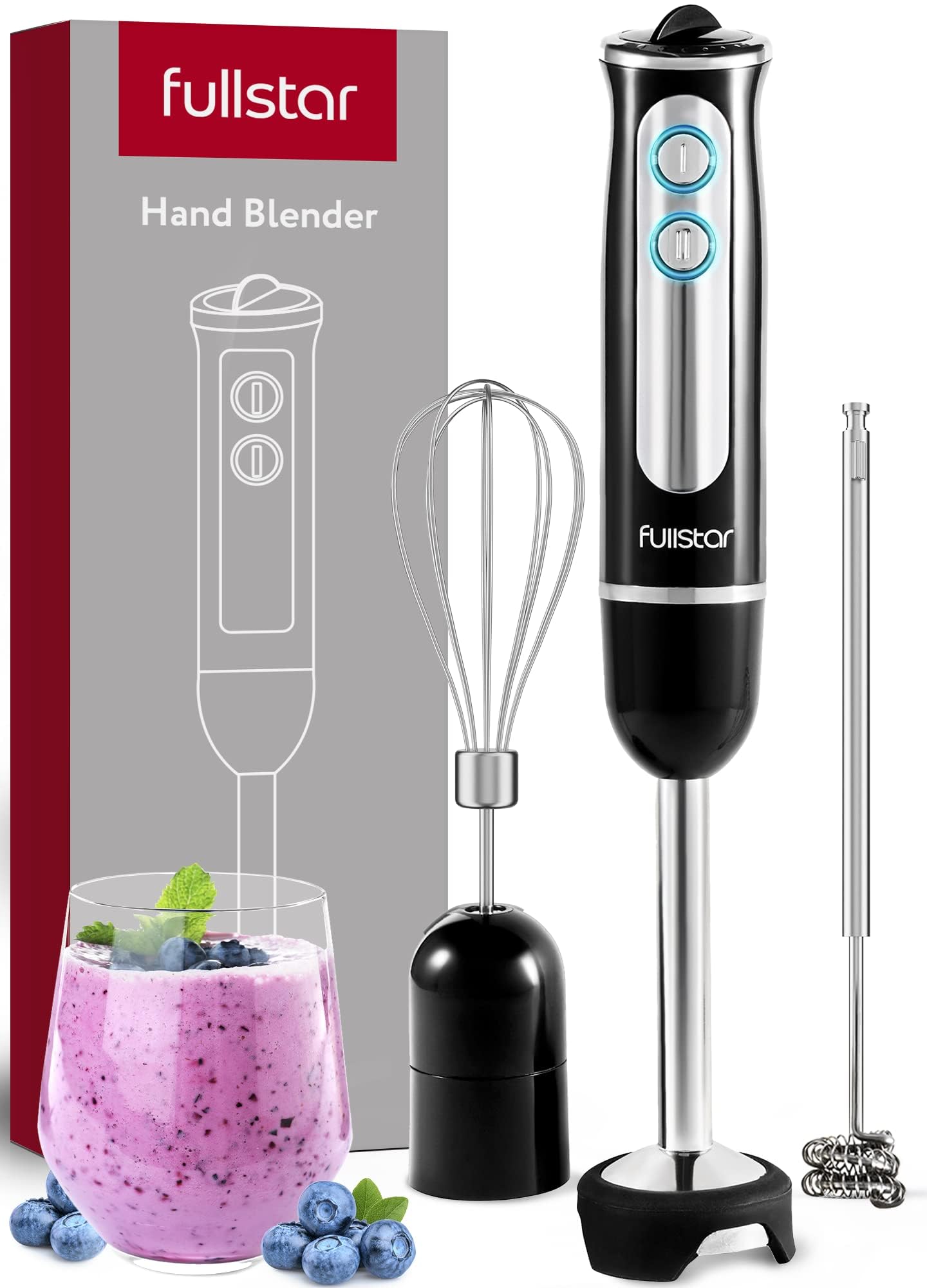 500W 9-Speed Immersion Blender Set - 3-in-1 Handheld Electric Hand Mixer for Smoothies, Soups & Sauces - Black Stick Blender for Kitchen, Baking & Baby Food Prep