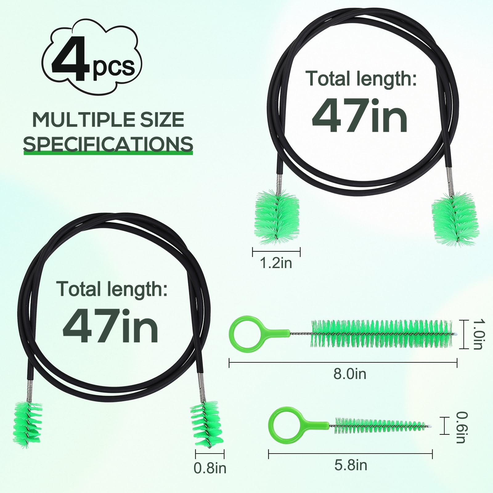 4-Piece Premium Cleaning Snake Brush Kit - 47