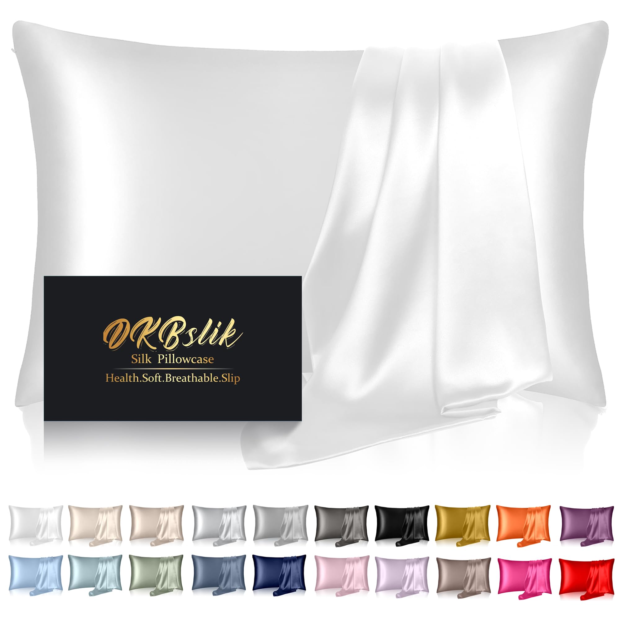 Premium Mulberry Silk Pillowcase Queen Size - 100% Natural Silk for Hair & Skin Care, Anti-Acne & Cooling Pillow Cover with Hidden Zipper (White) - Perfect for Beauty Sleep, Wrinkle Prevention & Sensitive Skin - Ideal Gift for Women & Men - Home, Travel & Spa Luxury Bedding Essential