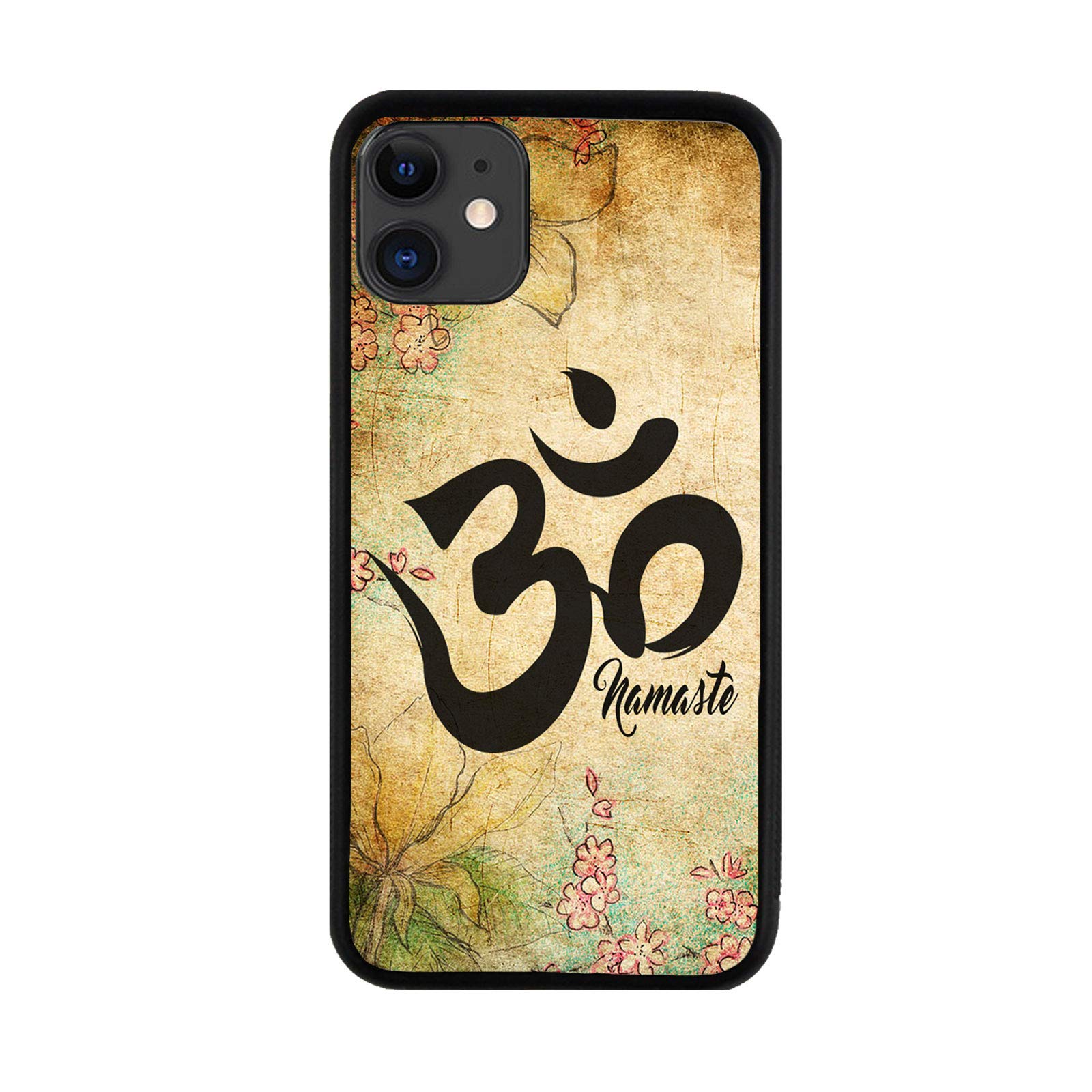 Bleu Reign Floral Print Namaste Rubber Phone Case for iPhone 11 - Durable Protective Cover with Stylish Design for Yoga & Meditation Lovers