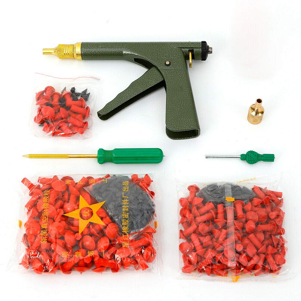 Futchoy Portable Tire Repair Kit - Car & Motorcycle Tubeless Tire Plug Gun with Rubber Plugs, Probe & Nozzle | Emergency Roadside Flat Tire Fix for Cars, Trucks, ATVs & Motorcycles