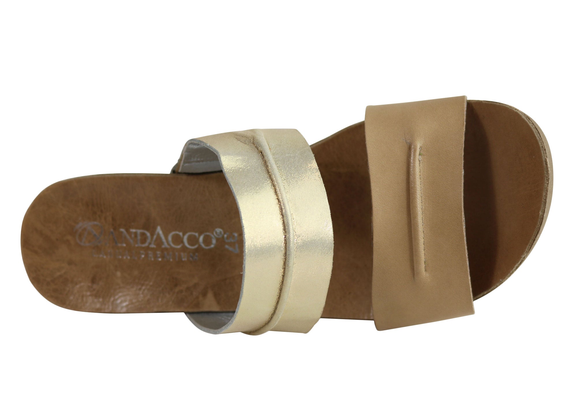 Andacco Vincenza Women's Leather Mid Heel Sandals Slides - Comfortable Brazilian Made Shoes for Casual Outings & Summer Weddings