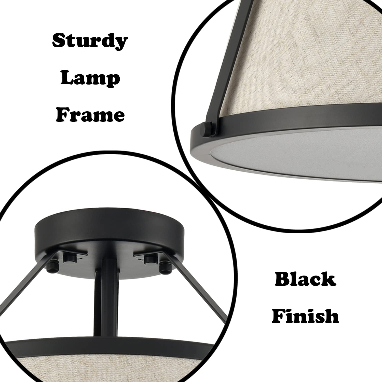 DANSEER Black Dimmable LED Drum Flush Mount Ceiling Light - Perfect for Bedroom, Hallway, Living Room & Entryway Lighting | Modern Home Decor