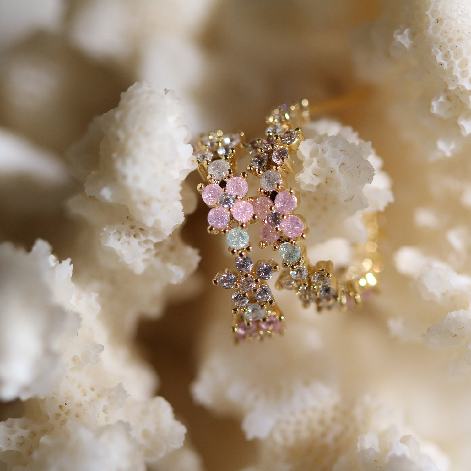 Rose Quartz Flower Jewelry Set in 14K Gold - Perfect for Valentine's Day Gifts & Romantic Occasions