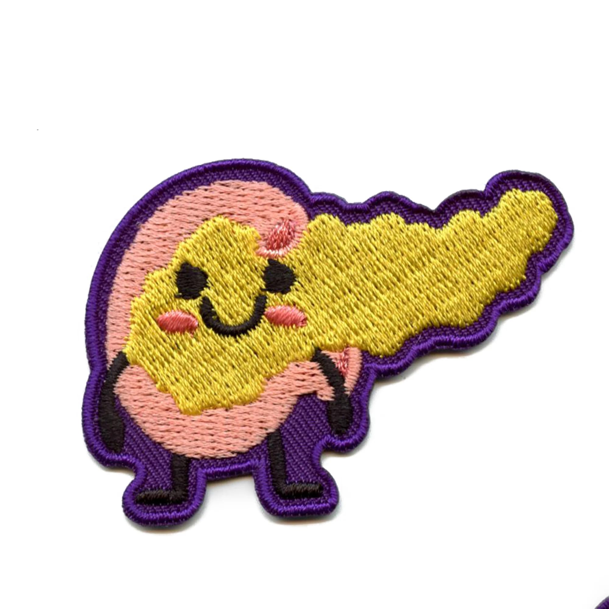Happy Smiling Pancreas Patch - Embroidered Iron-On Science Anatomy Health Gift for Medical Students & Nurses - Perfect for Scrubs, Lab Coats & Backpacks