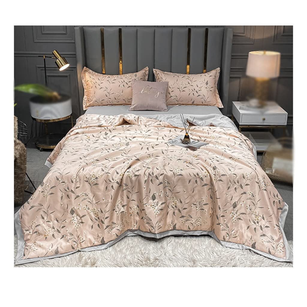 Xinmier Tencel Summer Quilt Set - 4 Piece Breathable Cooling Bedding with Pillowcases - Lightweight Air Conditioner Blanket for Hot Sleepers (200x230cm, Blue) - Perfect for Summer Nights, Guest Rooms & Air-Conditioned Bedrooms
