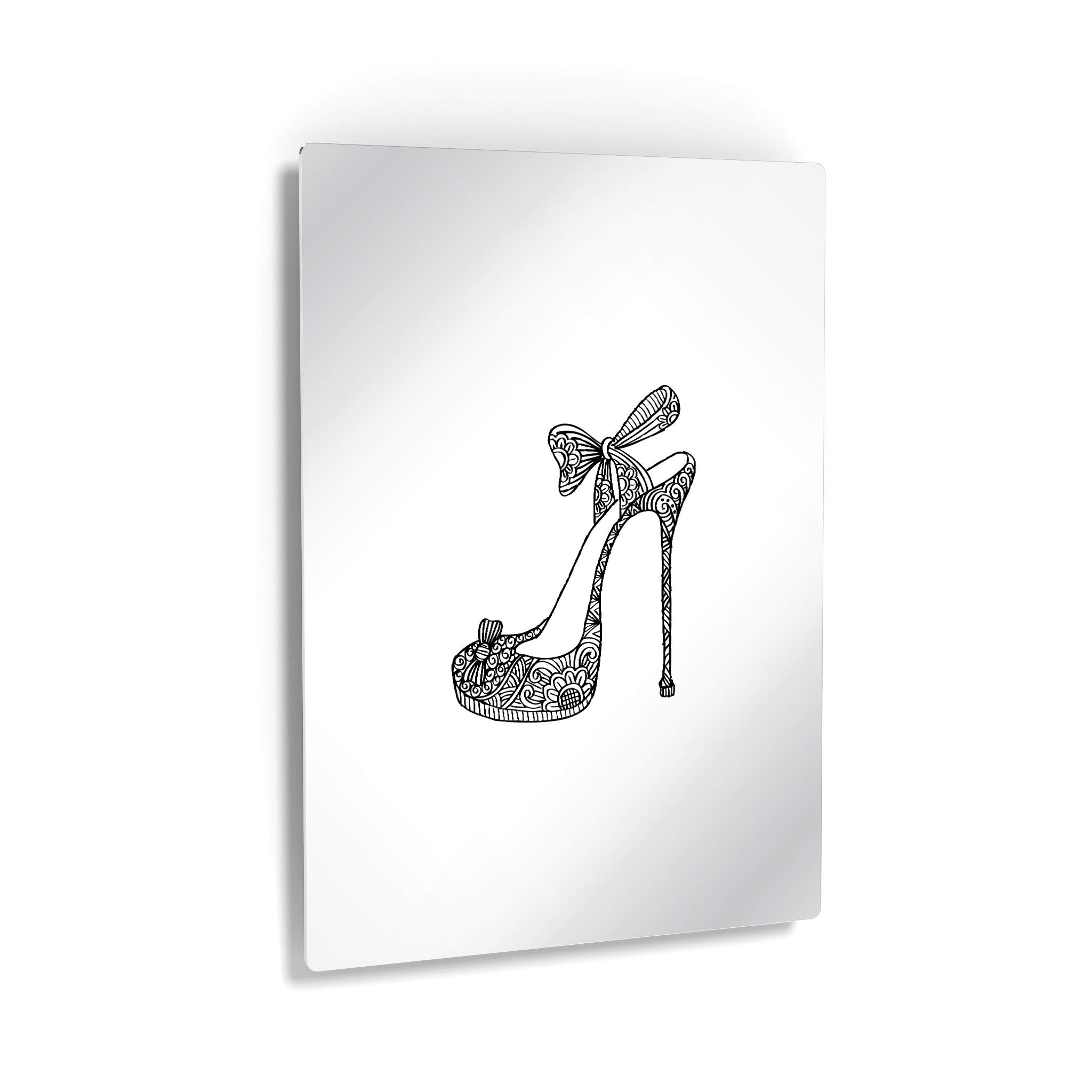 Elegant Black and White Floral High Heel Shoes Metal Wall Art Print - 12x8 Inches Glamorous Fashion Decor for Office, Bathroom, Teen Girl's Room, Women's Dorm, Bedroom & Living Room - Perfect Gift for Shoe Lovers & Fashion Enthusiasts