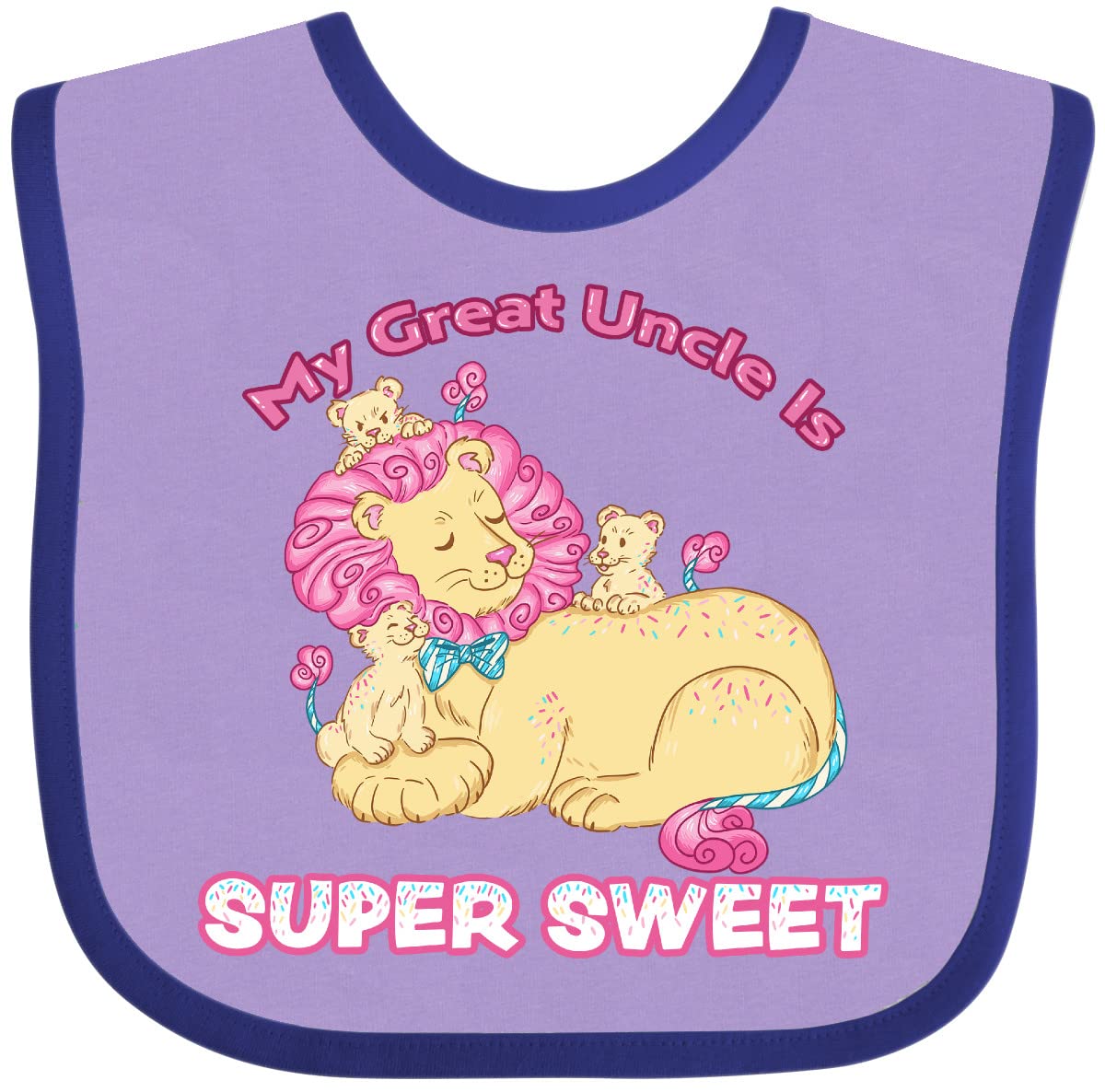 Inktastic My Great Uncle Is Super Sweet Cotton Candy Lions Baby Bib - Soft & Absorbent for Messy Meals, Playtime & Photo Shoots