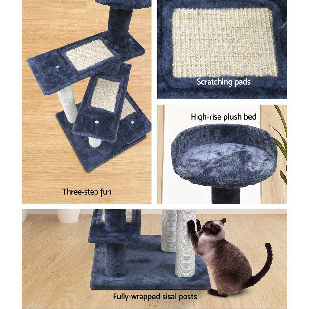 Premium 100cm Cat Tree with Scratching Post, Condo House & Wood Steps - Durable Cat Furniture for Indoor Play, Climbing & Scratching - Perfect for Small Spaces & Multi-Cat Homes