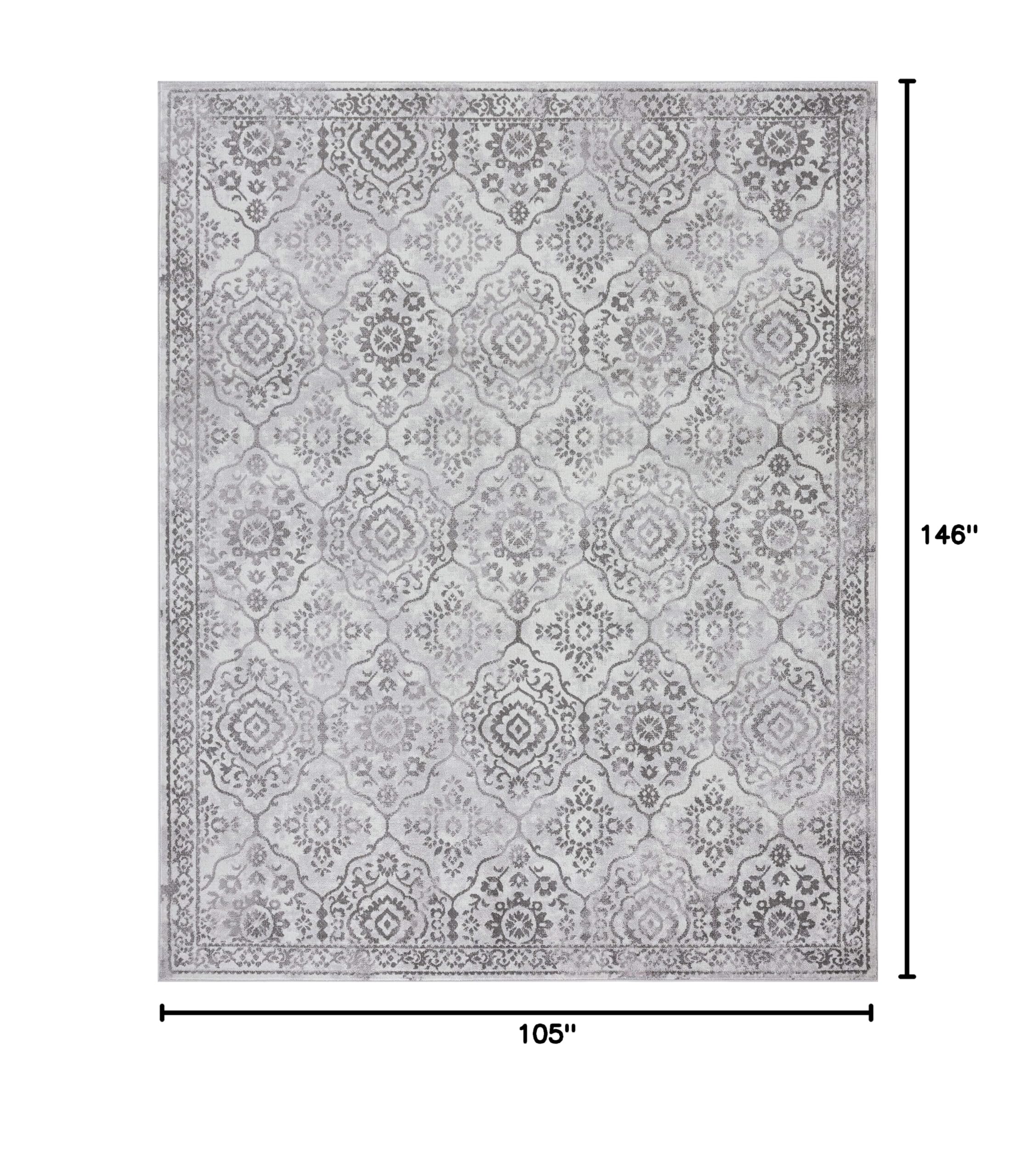 Jersey White 9x12 Area Rug - Soft Large Living Room Rug, Dining Room Carpet, Bedroom Rug, Kitchen Mat, Entryway Floor Covering - Perfect for Home Decor, Office & High Traffic Areas