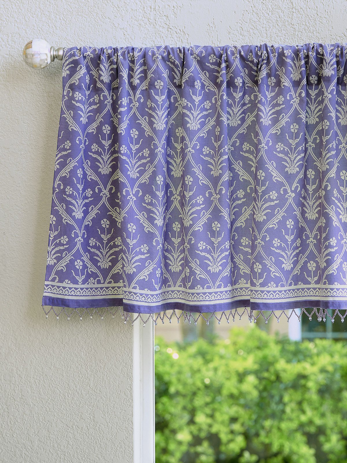 Victorian Lilac Boho Valance - 46x17 Inch Purple Floral Vintage Curtain for Bedroom & Living Room Decor