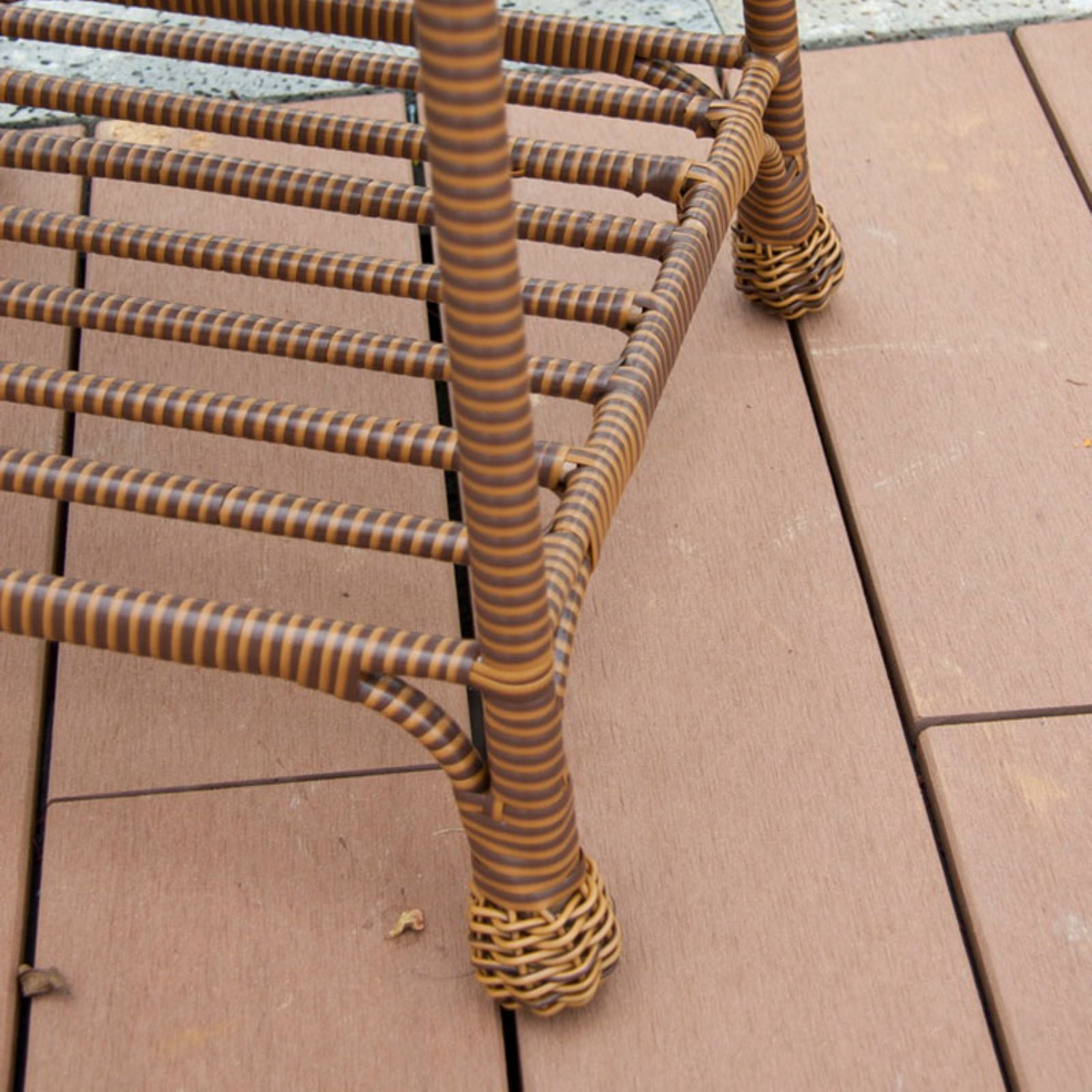 Wicker Lane White Wicker Outdoor Patio End Table - Small Side Table for Porch, Garden, Poolside & Balcony Decor