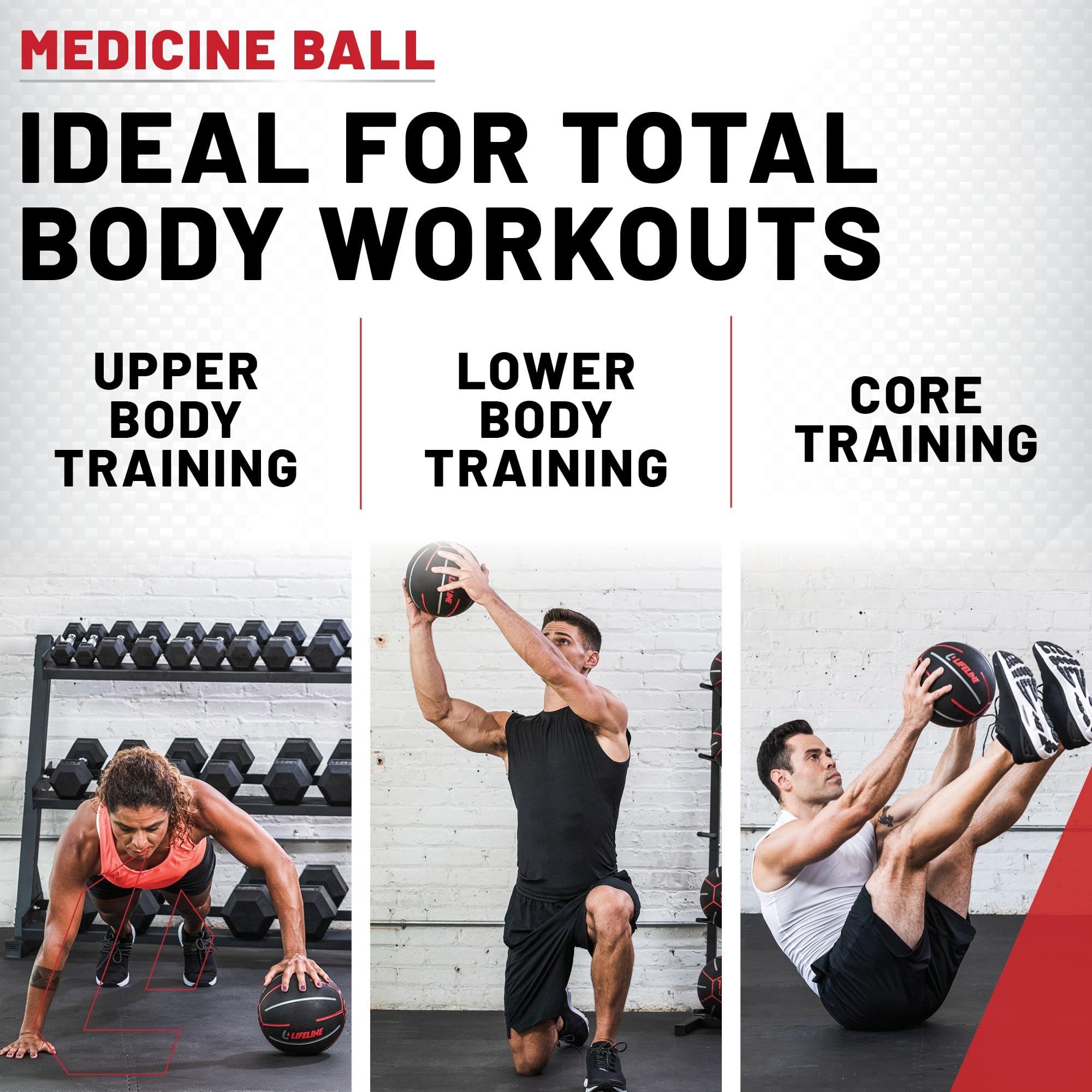 Medicine Ball for Strength & Stability Training - Non-Slip Textured Surface with Light Bounce - Durable Home Gym Equipment for CrossFit, Yoga & Functional Fitness Workouts