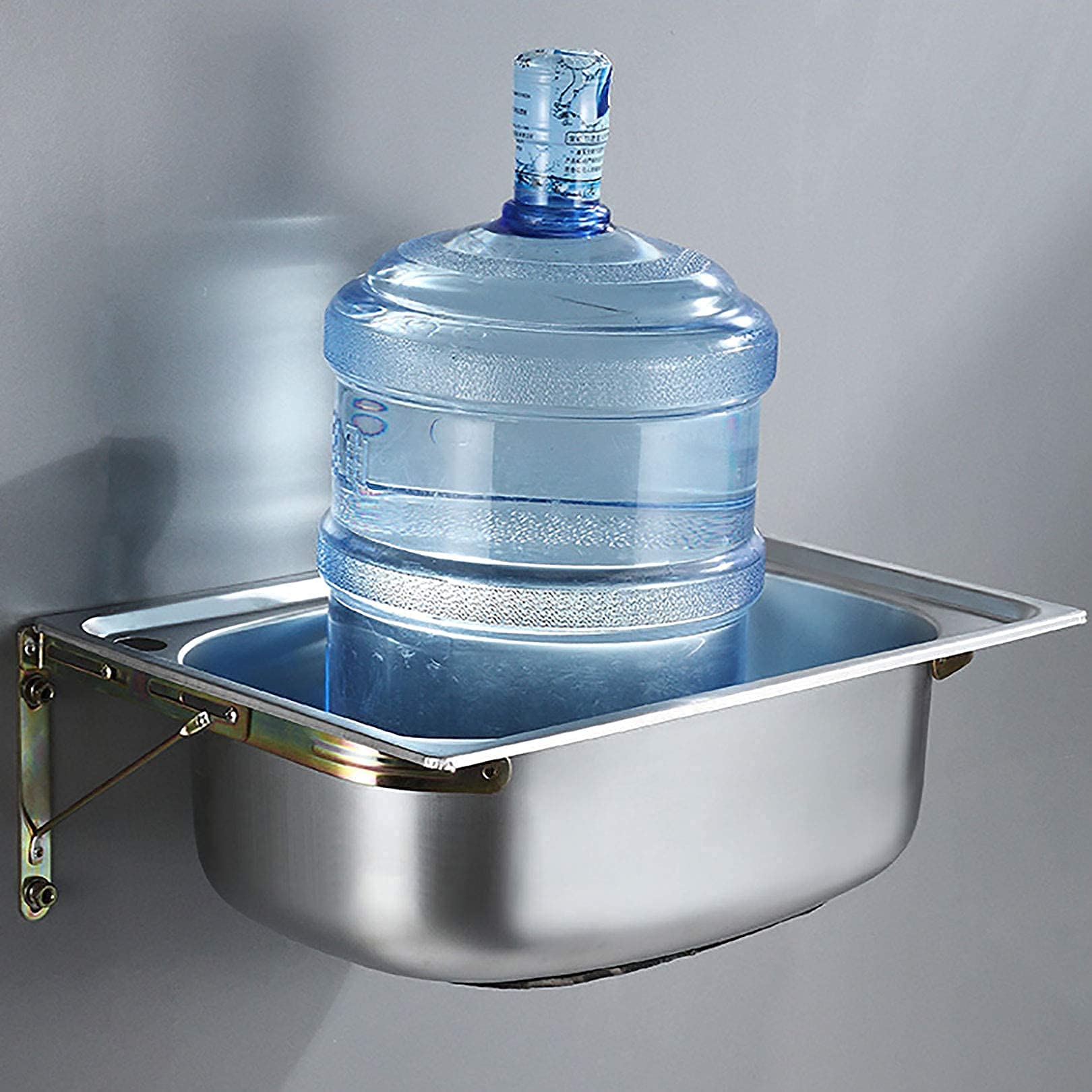MUSUMI 22 x 16.1 Inch Stainless Steel Commercial Wall Mount Sink with Faucet - Heavy Duty Hand Washing Basin for Restaurant, Kitchen, Home & Bar Use - Ideal for Food Prep, Dishwashing & Hygiene Stations