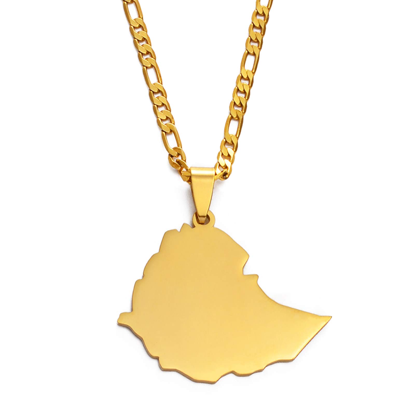 Ethiopia Map Pendant Necklace - Gold African Ethnic Charm Necklace for Women & Men, Thin Chain Patriotic Jewelry | Perfect for Hip Hop Fashion, Trendy Parties & Unique Gift Giving