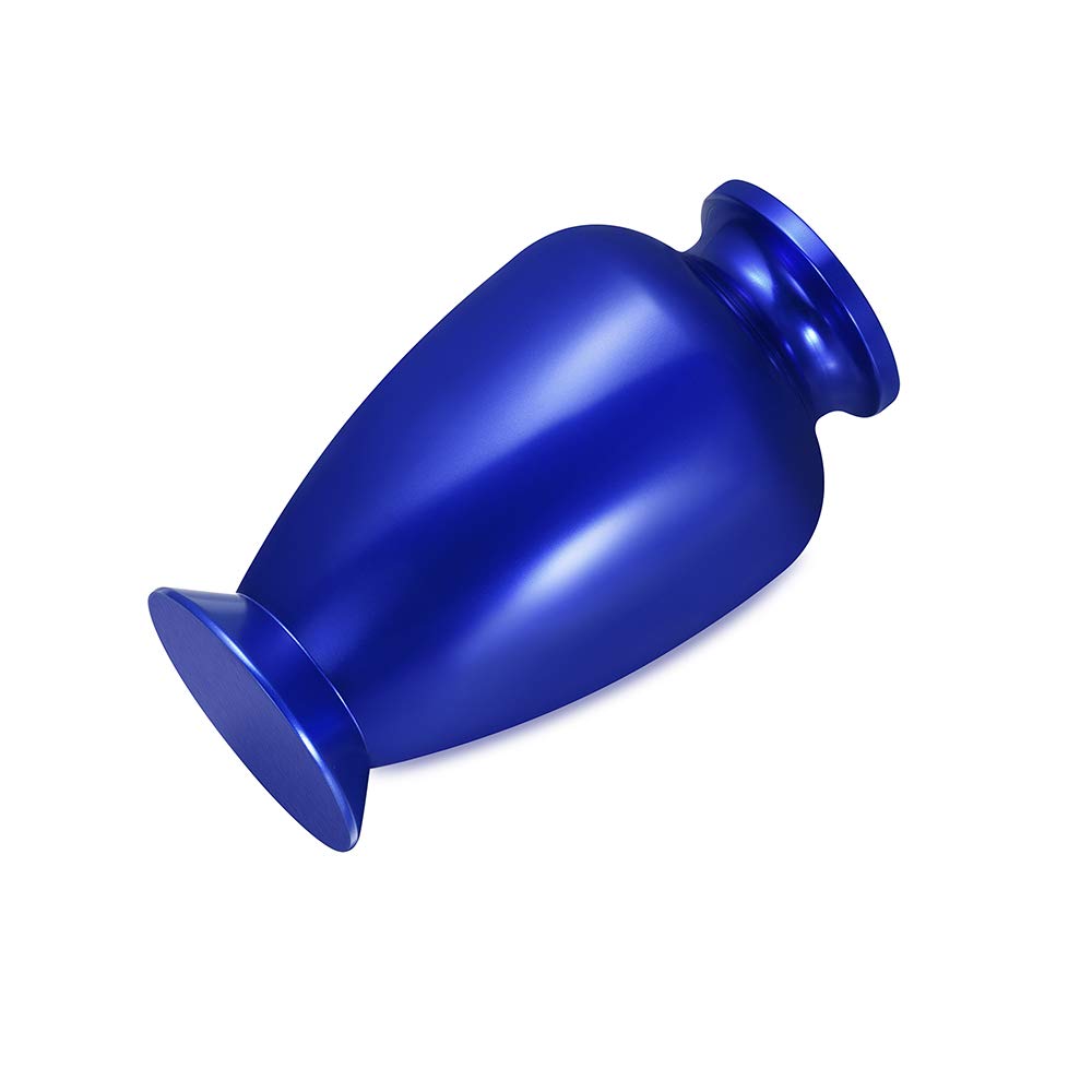 Premium Aluminum Cremation Urn for Human & Pet Ashes - Small, Medium, Large Sizes - Keepsake Memorial Urn for Funeral, Home Display & Scattering Ceremonies (Elegant Blue, Large)