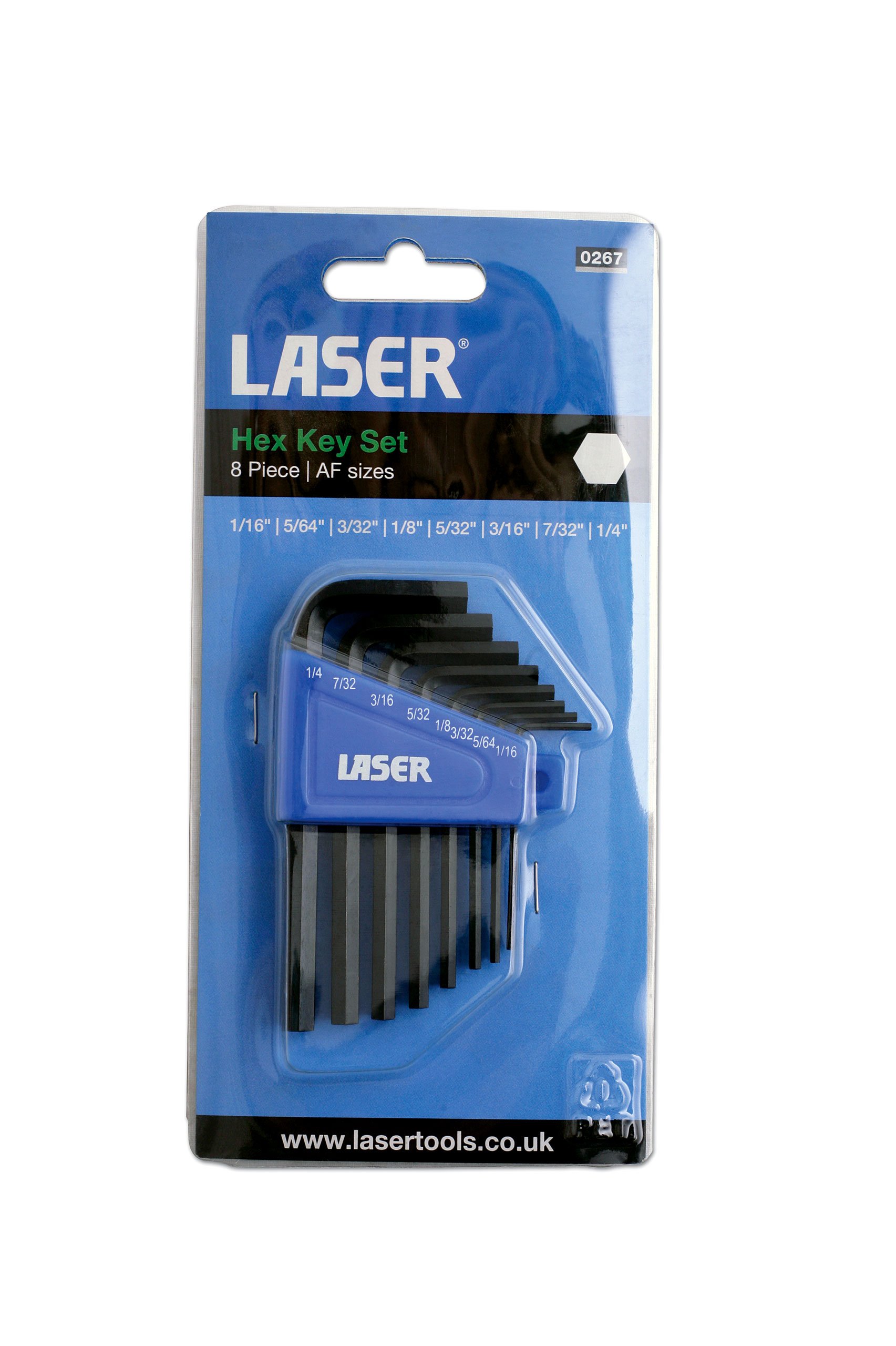 Laser 0267 Imperial Hex Key Set - 8-Piece Precision Tool Kit for Home Improvement, Furniture Assembly & Bike Repair