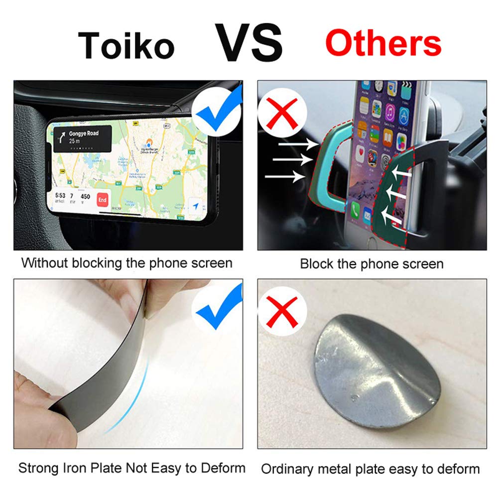 Toiko Magnetic Car Phone Mount - Strong Dashboard Smartphone Holder Compatible with All iPhones & Android Devices | Perfect for Hands-Free Navigation, Streaming & Safe Driving