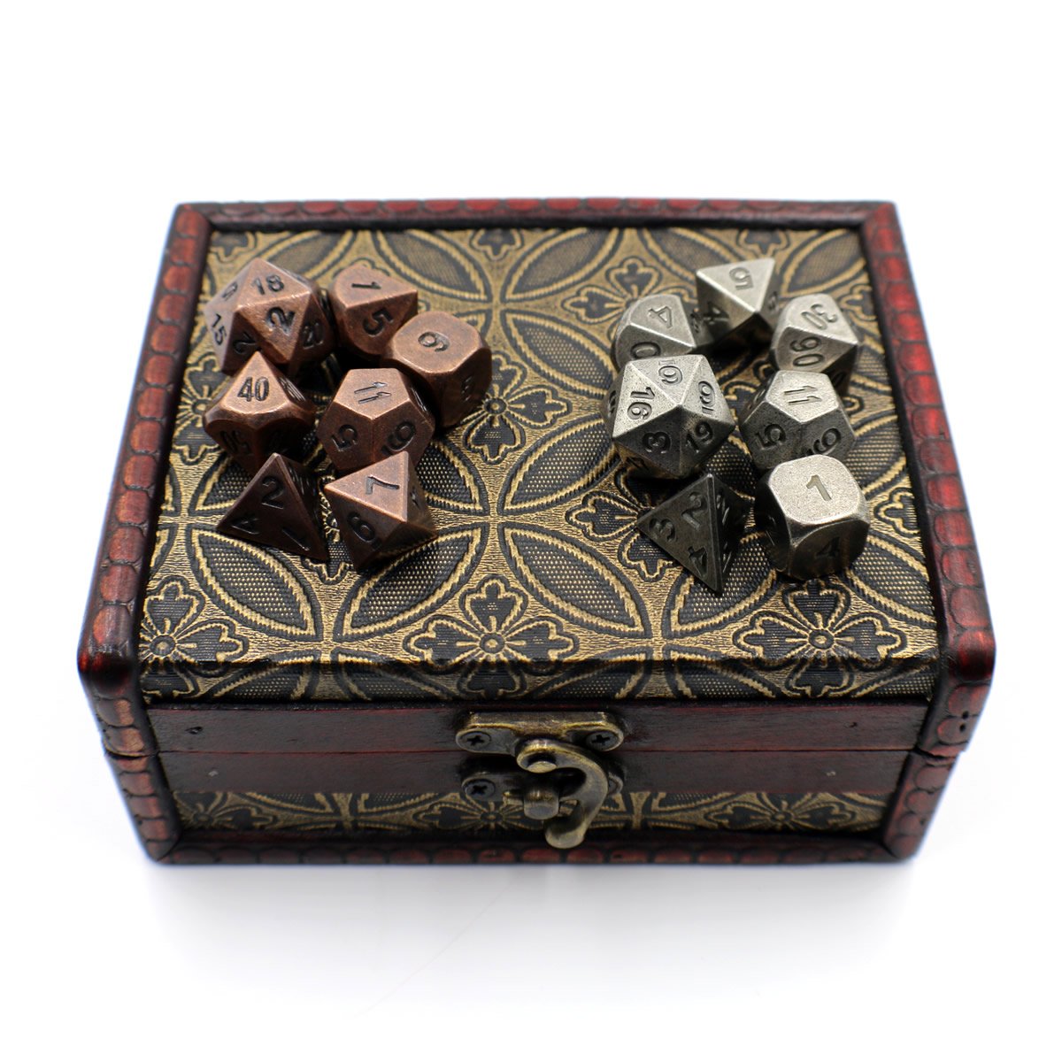 Premium Twin Role Playing Metal Dice Sets with Storage Chest - Perfect for Tabletop RPG Games, D&D, and Collectors