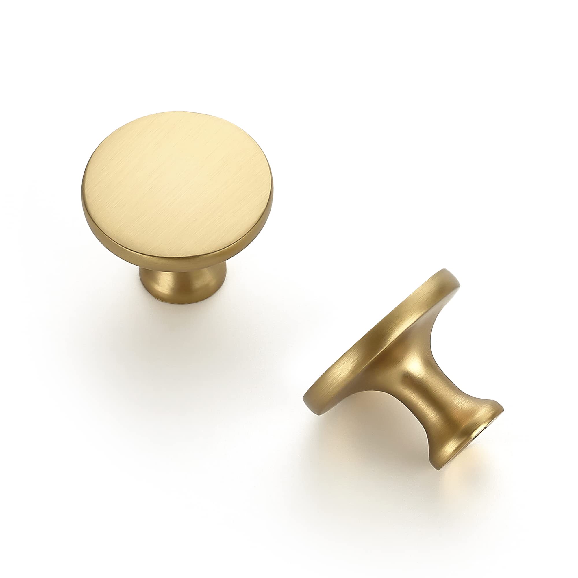 25 Pack Solid Metal Dresser Drawer Knobs - Gold Cabinet Hardware, Round Kitchen Cabinet Knobs, Brushed Brass Drawer Pulls for Home Decor & Furniture Upgrade