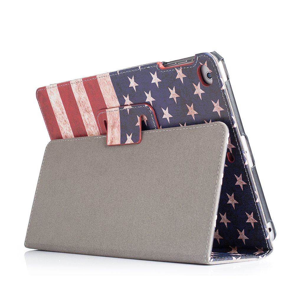 Premium PU Leather iPad 9.7 Inch Case (2018/2017/Air 2/Air 1) - Shockproof Corner Protection & Scratch-Resistant Smart Cover with Auto Sleep/Wake - Patriotic American Flag Design - Perfect for Work, Travel & Home Use