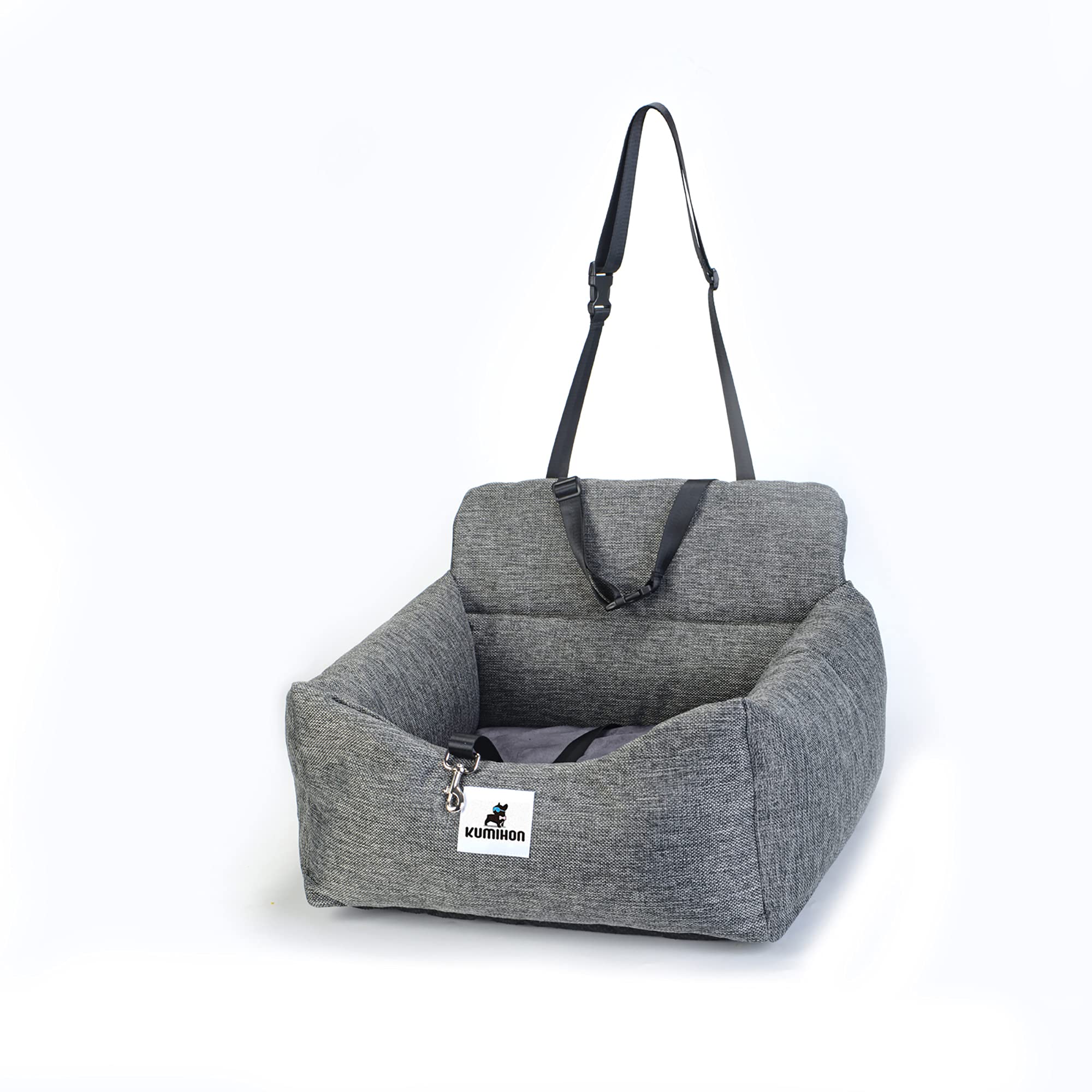 **Upgraded Deluxe Washable Dog Car Seat – Portable Pet Booster Seat with Clip-On Safety Leash, Travel Carrier for Small & Medium Dogs – Gray | Perfect for Road Trips, Vet Visits & Daily Commutes**