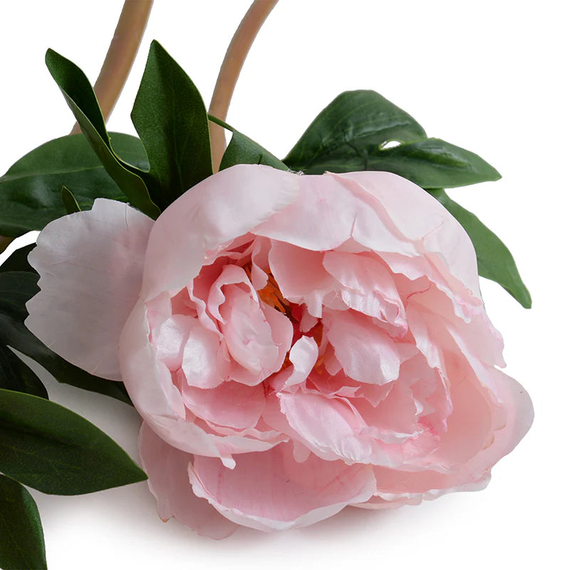 Artificial Peony Flower Stems with Realistic Leaves - Bulk Floral Stems for Wedding Bouquets, Home Decor, and DIY Centerpieces