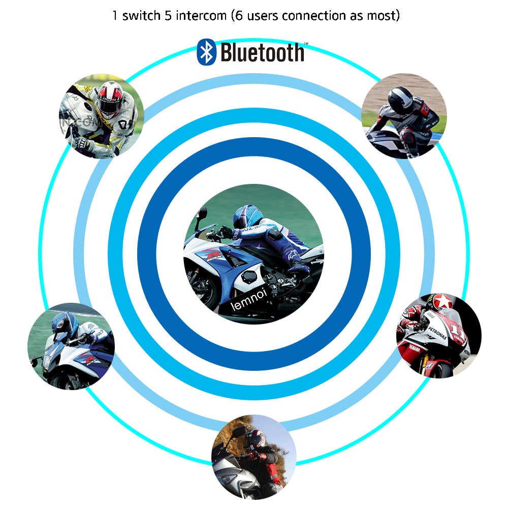 V6 Pro Motorcycle Helmet Bluetooth Intercom Headset - 6 Rider Wireless Communication System, 1200m Range, IP65 Waterproof - Perfect for Group Rides, Touring & Adventure Motorcycling