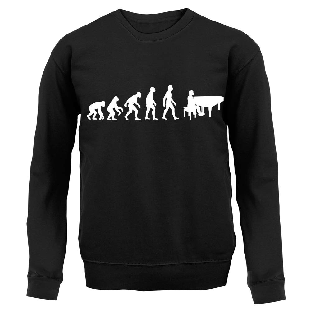 Evolution of Man Piano Unisex Crewneck Sweater - Soft Cotton Knit Pullover for Men & Women - Perfect for Casual Wear, Music Lovers & Gift Giving