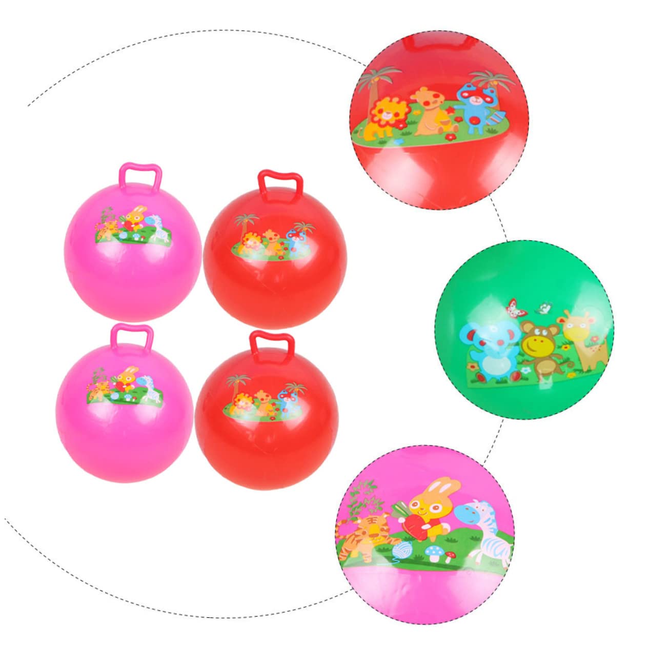 KOMBIUDA 4Pcs Kids Jumping Balls - Bouncy PVC Fitness Balls for Children, Fun Outdoor & Indoor Play, Exercise & Active Games - Perfect for Backyard, Playroom, School PE Class and Birthday Party Gifts