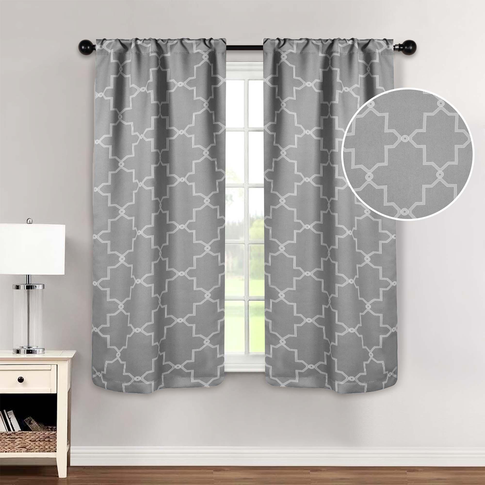 Imperial Trellis Grommet Blackout Curtains - Set of 2 Panels for Bedroom & Living Room Window Treatment, Noise Reducing & Thermal Insulated Drapes