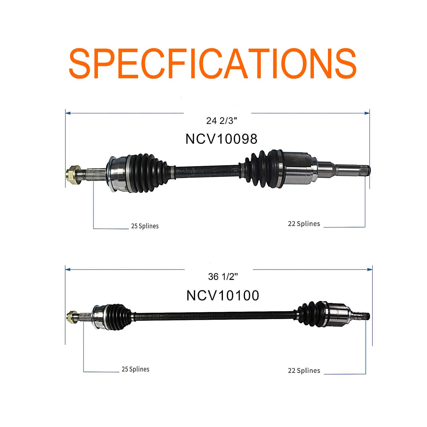 RYNCO Front CV Axle Shaft Assembly for Chevy Sonic 2012-2017 1.8L Automatic Transmission - Driver & Passenger Side CV Joint Replacement - Perfect for Smooth Ride and Off-Road Adventures