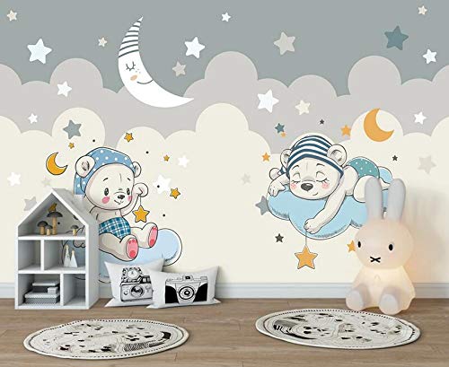 3D Moon Cloud Bear Removable Self-Adhesive Wallpaper - 205