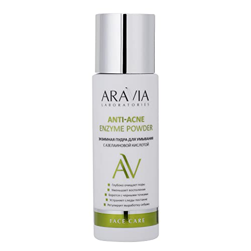 **ARAVIA Enzymatic Face Wash Powder with Azelaic Acid - 150ml (5.1 Fl Oz) for Acne-Prone & Sensitive Skin - Gentle Exfoliating & Brightening Cleanser for Daily Skincare Routine**