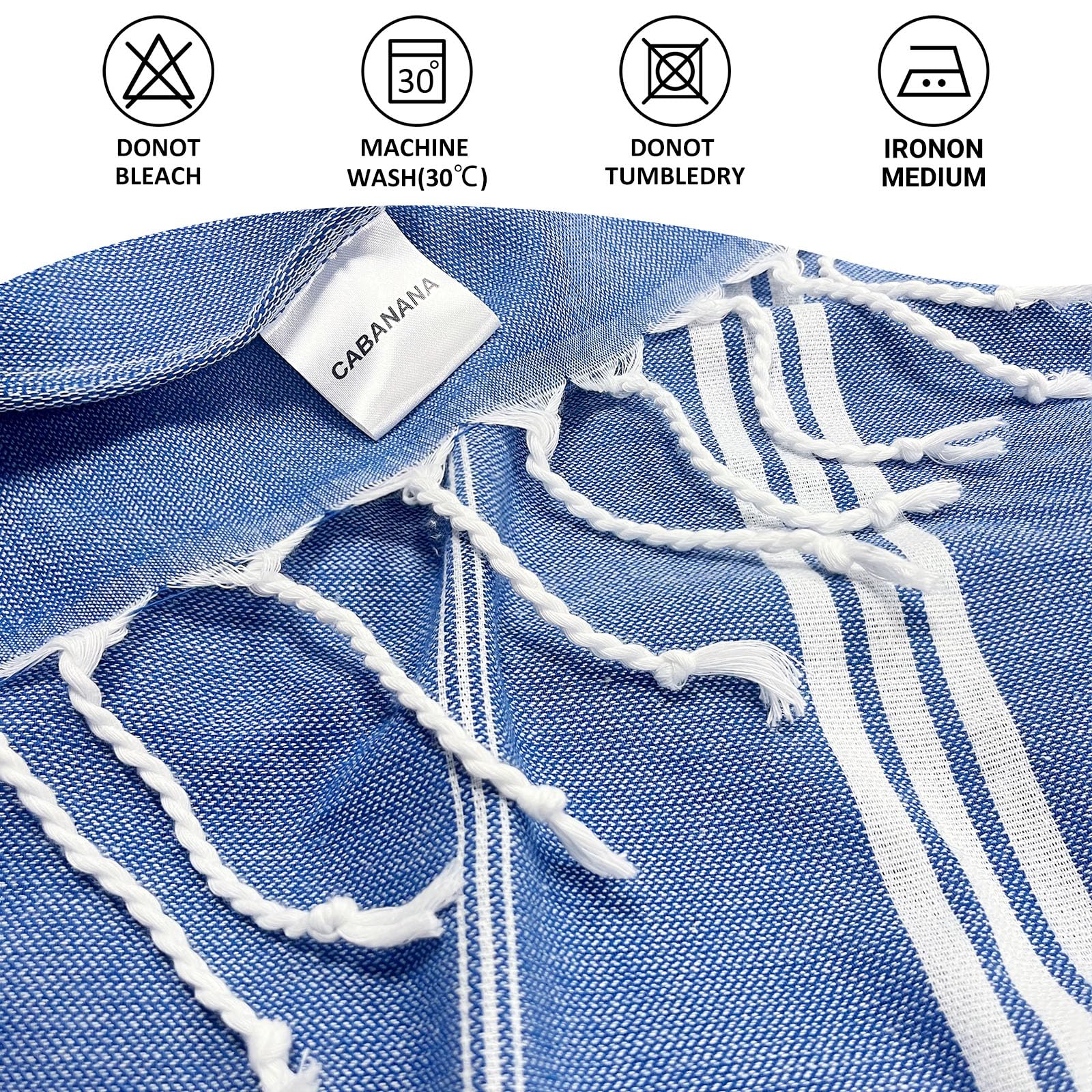 Premium Cotton Turkish Beach Towel - Oversized Lightweight Peshtemal for Sand-Free Beach, Pool & Travel | Quick-Dry Hammam Towel in Prewashed Denim Blue | Perfect for Vacation, Yoga & Spa Days