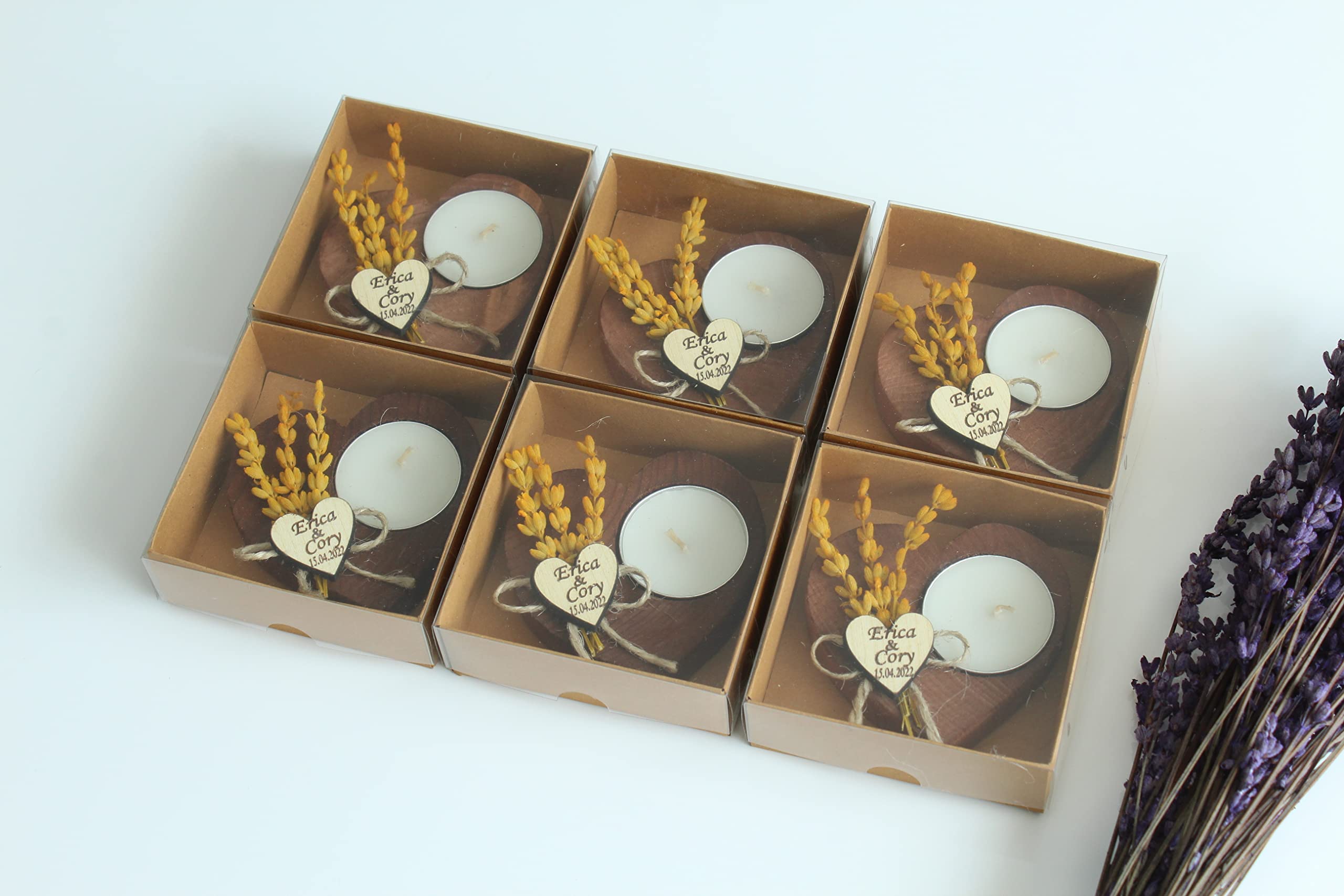 100-Piece Personalized Heart-Shaped Candle Holders - Elegant Wedding Favors, Birthday Gifts & Bridal Shower Candles - Perfect for Romantic Decor, Memorial Services & Guest Favors - Includes Tealights for Warm Ambiance