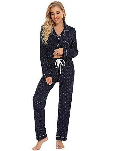 Navy Blue White Dots