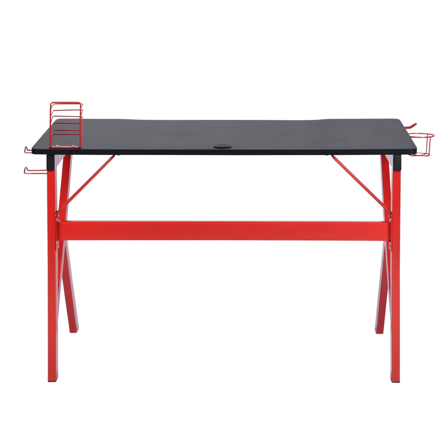 Modern Black & Red Computer Desk - Scratch Resistant, Waterproof Surface with Multiple Features - Model Ally - Perfect for Home Office, Gaming Setup & Small Workspaces