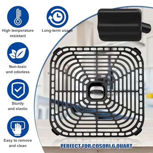 Cosori 6QT Air Fryer Replacement Rubber Feet - 4 Pack Heat Resistant Food Grade Silicone Anti-Scratch Pads for Air Fryer Accessories - Perfect for Kitchen Counter Protection & Stability