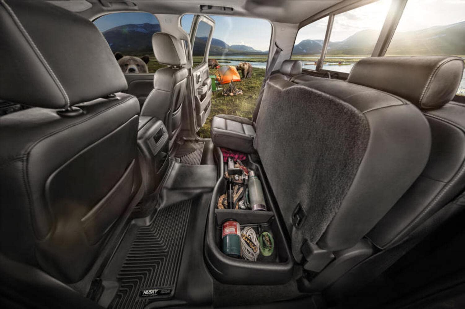 Husky Liners Gearbox Under Seat Storage Box for 2019-2024 Dodge Ram 1500 Crew Cab - Black 1-Piece Truck Organizer (Fits Factory Storage Box Models, Excludes Heat/Cool Rear Seats) | Perfect for Tools, Emergency Kits & Vehicle Storage - Model 09411