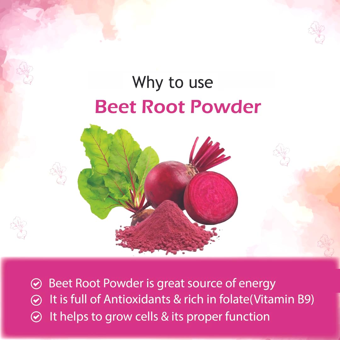100% Organic Beetroot Powder for Skin, Hair & Face - Pure Natural Supplement for Glowing Skin & Healthy Hair - No Added Chemicals | Perfect for Smoothies, Juices & DIY Beauty Masks