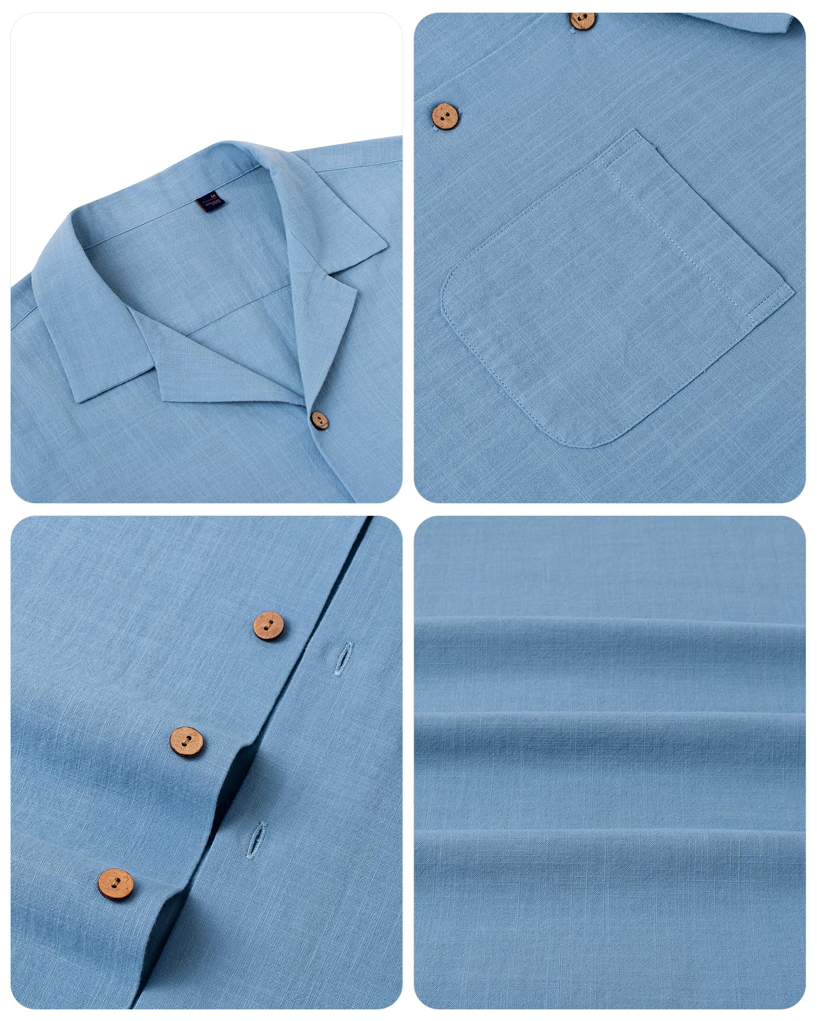 Gentlemen's Linen Short Sleeve Button Down Shirts - Breathable Cotton Summer Beach Shirts for Men - Casual Cuban & Hawaiian Vacation Shirts - Perfect for Tropical Getaways, Pool Parties, and Summer Outings