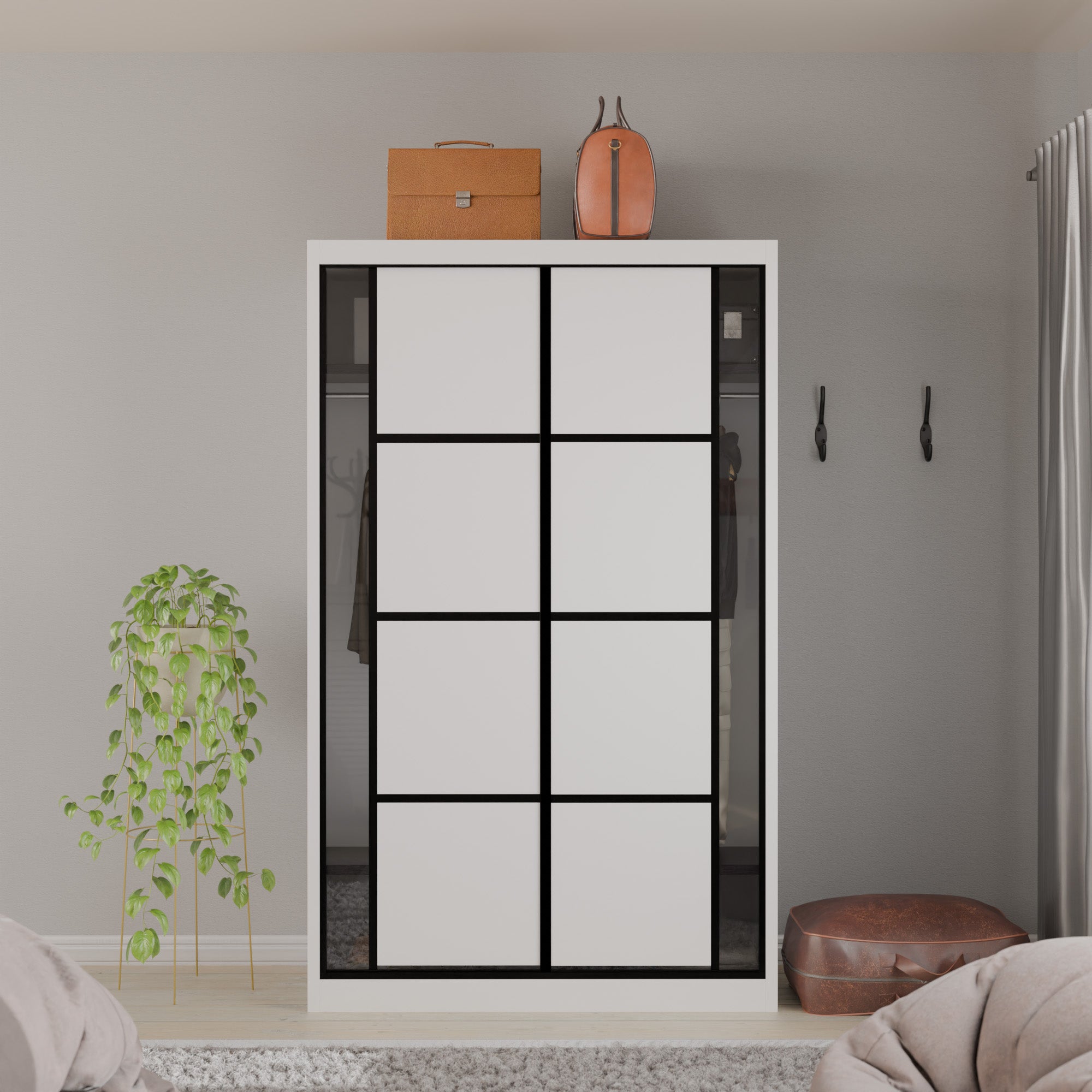 Josie Modular Wardrobe W04 - Customizable Closet Organizer System for Bedroom & Walk-in Closets | Space-Saving Storage Solution with Adjustable Shelves & Hanging Rods | Perfect for Home Organization & Small Spaces