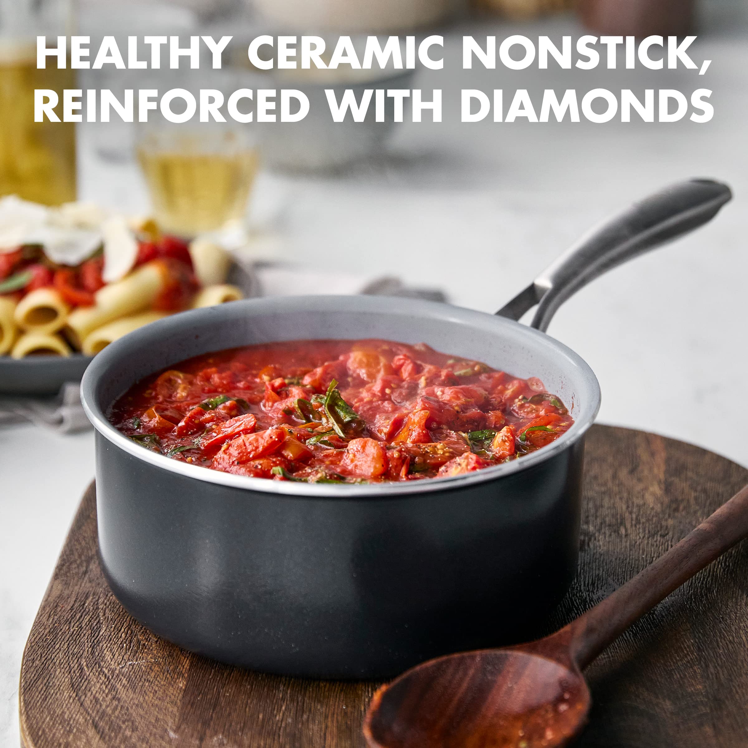 GreenPan Swift Healthy Ceramic Nonstick Saucepan Set (1QT & 2QT) - PFAS-Free, Dishwasher & Oven Safe with Stainless Steel Handle - Perfect for Healthy Cooking, Sauces & Small Meals