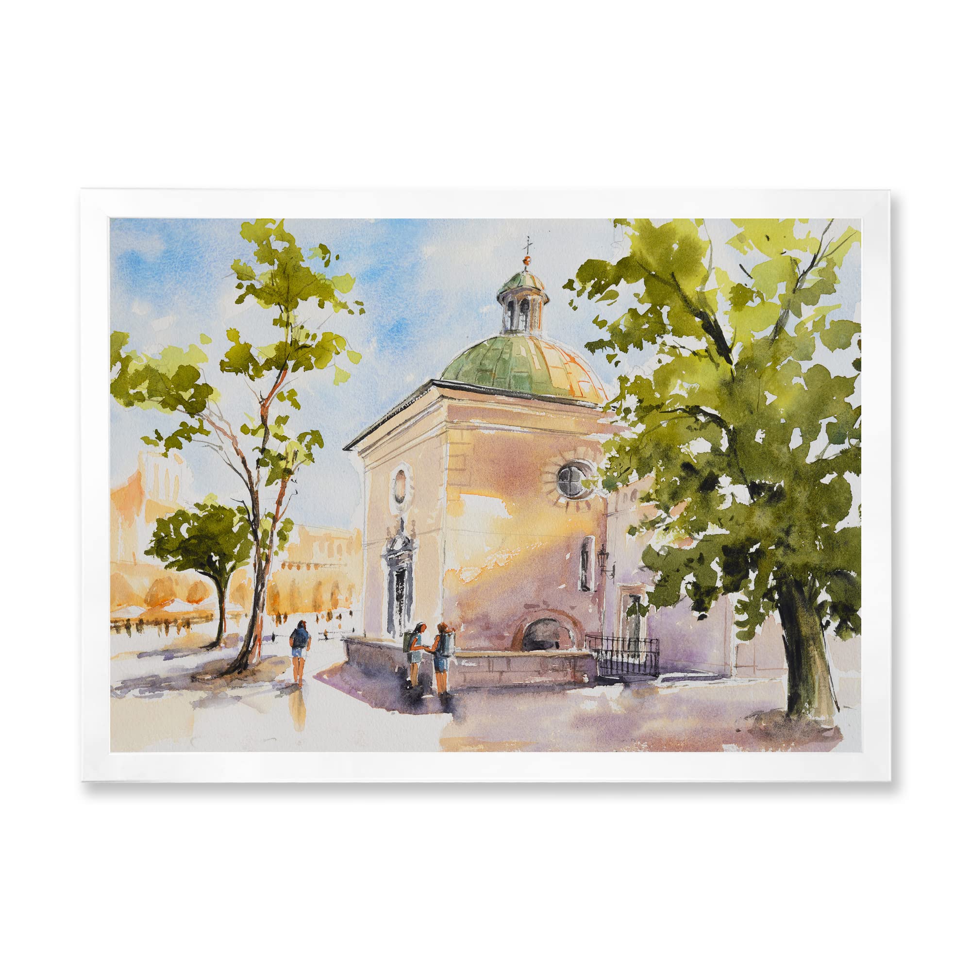 Rustic Village Church Framed Wall Art - Handmade Countryside Decor for Living Room, Bedroom & Office
