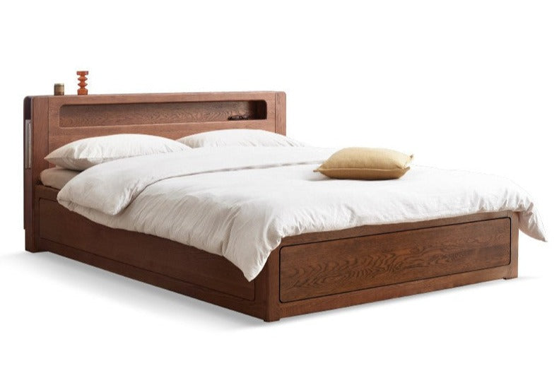 Premium Oak Solid Wood Luminous Box Bed - Durable Nightstand with Glow-in-the-Dark Features for Bedroom, Guest Room, and Kids Room Decor