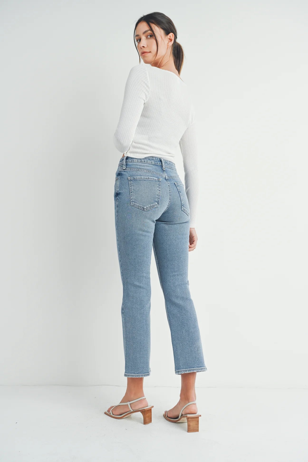 Just Black Slim Cropped Bootcut Jeans for Women - High Waisted Stretch Denim Pants | Perfect for Casual Wear, Office & Night Out